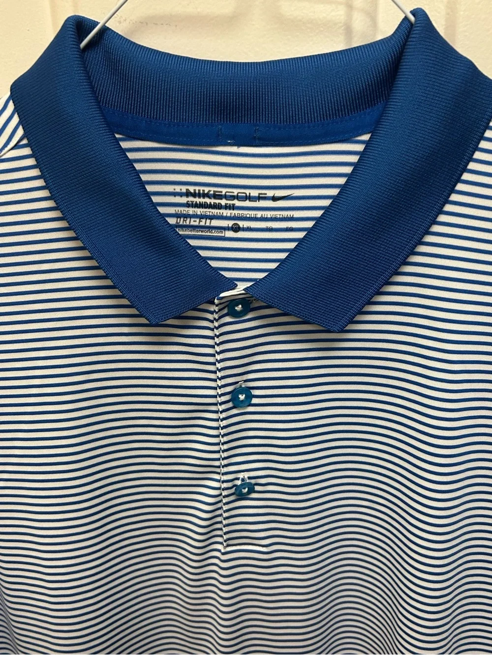 Nike Dri-Fit Royal Blue Striped Polo Shirt - Classic Casual